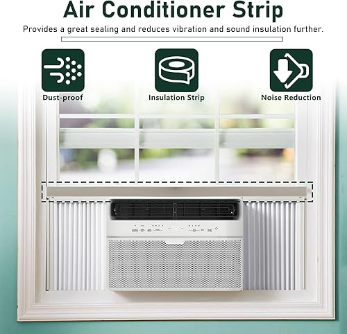 Miniatura 6 de Flehomo Burlete de espuma de CA para ventana, tira de sellado de espuma no adhesiva para aire acondicionado de ventana, cinta de espuma selladora de