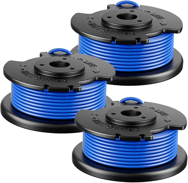 AC14RL3A Compatible with Ryobi 18v,24v,40v Cordless Trimmers and AC14HCA Cover Cap,Replacement String Spool Ryobi One Plus+ Weed Wacker Auto-Feed Refills Twist Line 11ft 0.065" 3Pack