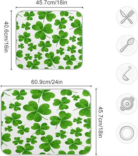 Miniatura 3 de Tapete de secado de platos de trébol del día de San Patricio, 18 x 24 pulgadas, absorbente para platos, protector de platos para cocina, secado
