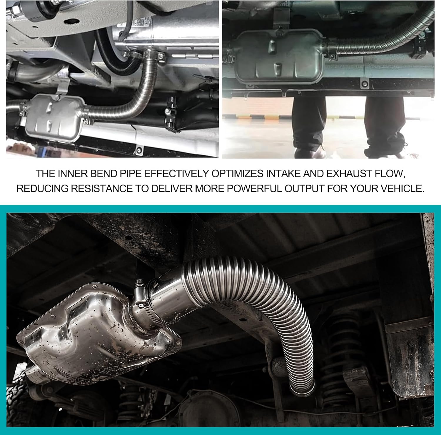 Diesel Heater Exhaust Pipe with Silencer, 0.91" Stainless Steel Parking Air Heater Hose & Muffler w/Clamps, Diesel Heaters Hose Silencer Kit for Car Intake & Exhaust System