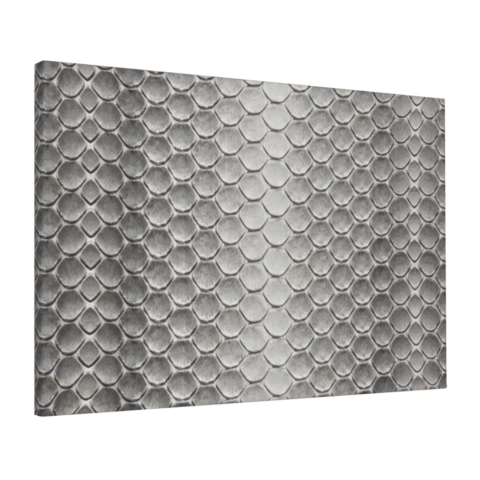 CNTDBU Gray Snakeskin Scale Canvas Wall Art 16x24 Inch-Large Modern Painting Print for Living Room, Framed Ready to Hang Artwork for Bedroom