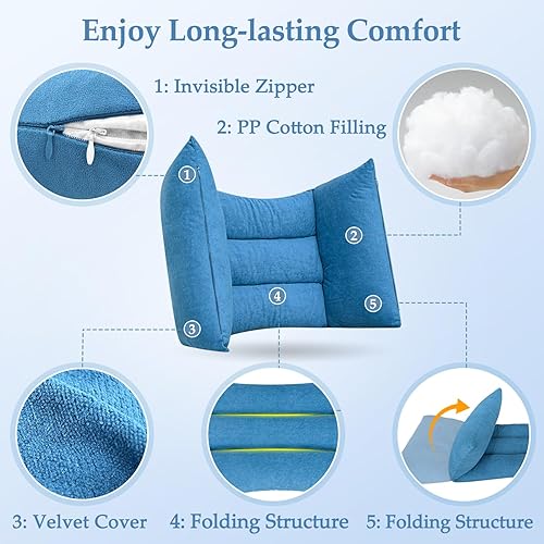 Miniatura 6 de Soporte lateral para silla de ruedas, cojín de apoyo para la espalda para aliviar la presión, almohadillas plegables para mejorar la postura y