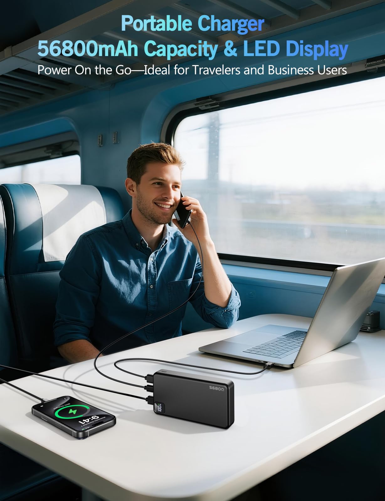 Portable Charger Power Bank, 56800mAh PD 22.5 W Fast Charging Battery Pack, Large Capacity Portable Power Bank for Camping Travel Essential Compatible with iPhone 17/16/15/14/13 Series, Samsung, iPad