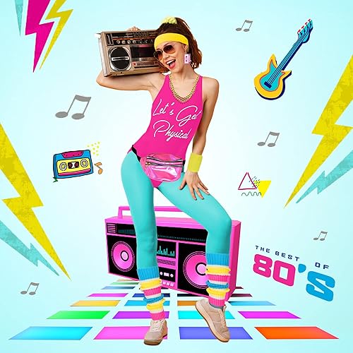 Miniatura 2 de CICOCI Accesorios de los años 80 para mujer, ropa de entrenamiento de los años 80, disfraz de los años 80, conjunto retro para fiestas calentadores