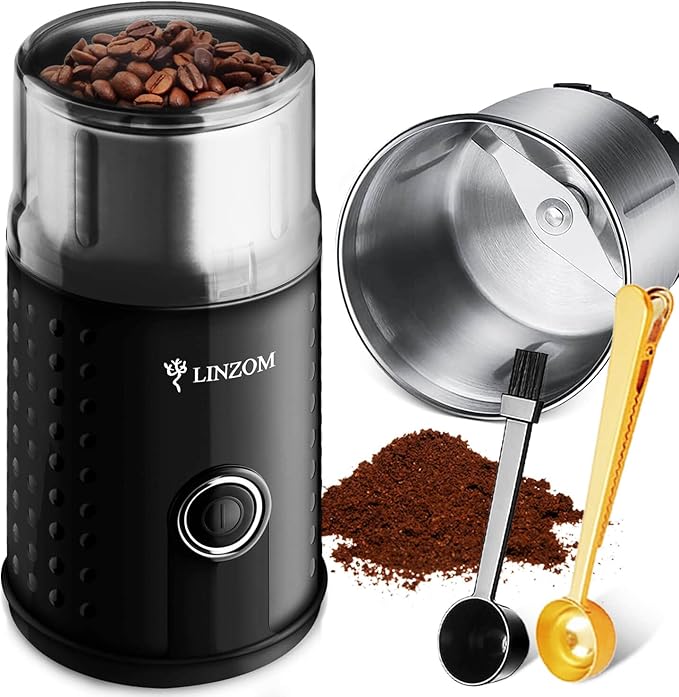 LINZOM Coffee Grinder Electric with Removable Cup, Grinder for Coffee Bean, Spice Grinder and