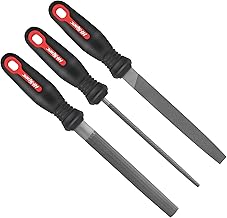 Hi-Spec 3 Piece Metal Files Set - Large Steel Files: Flat, Round and Half Round for Metalworking, Wood and Crafts