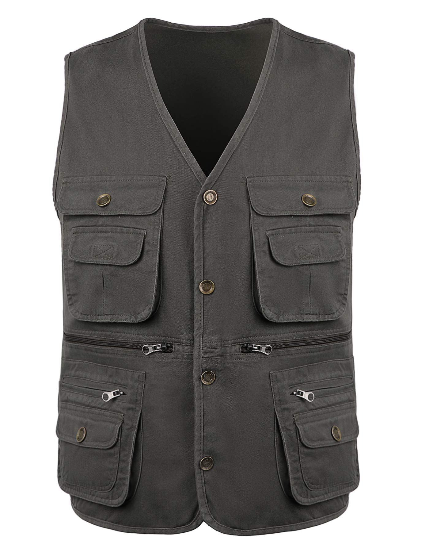 Gilet de Chasse pour Homme Gilet de Pêche à bouton Veste Sans Manches Gilet de Sport pour Camping Pêche Chasse Photographie