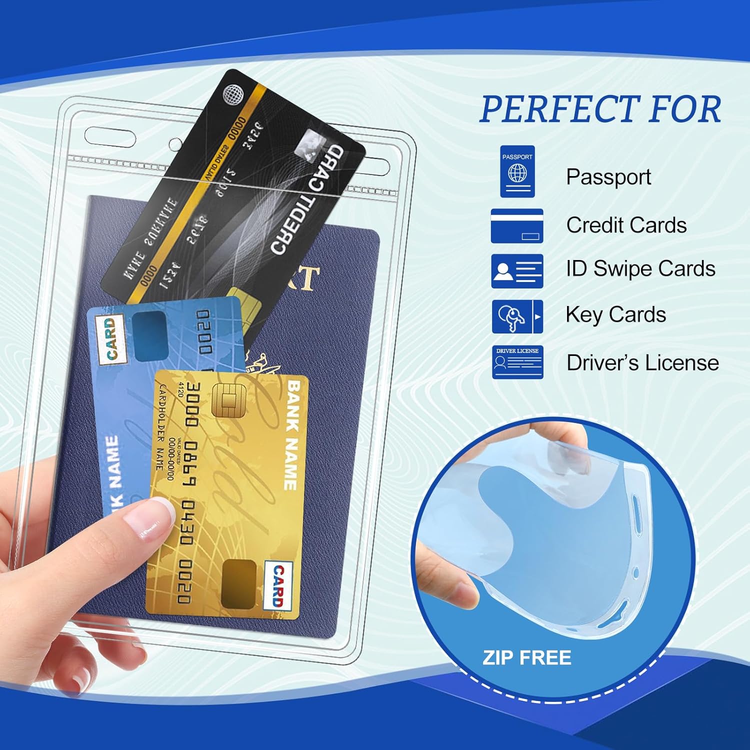 200 Pack Clear Plastic Passport Identification Card Holders, 4x6 Inch Vertical No Zipper Plastic Name Badge ID Card Holders