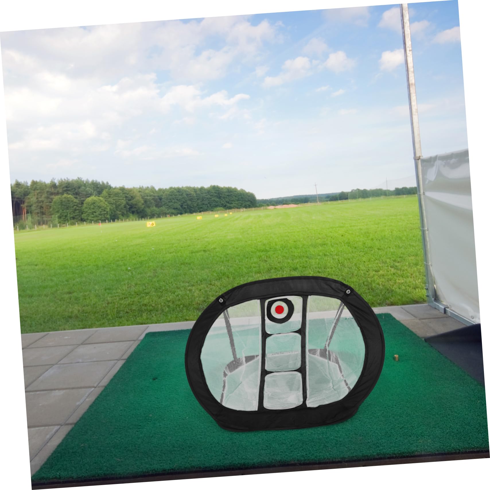 Golf Chipping Netz Satz Faltbar Quadratisch mit Sammelnetz Schwarz