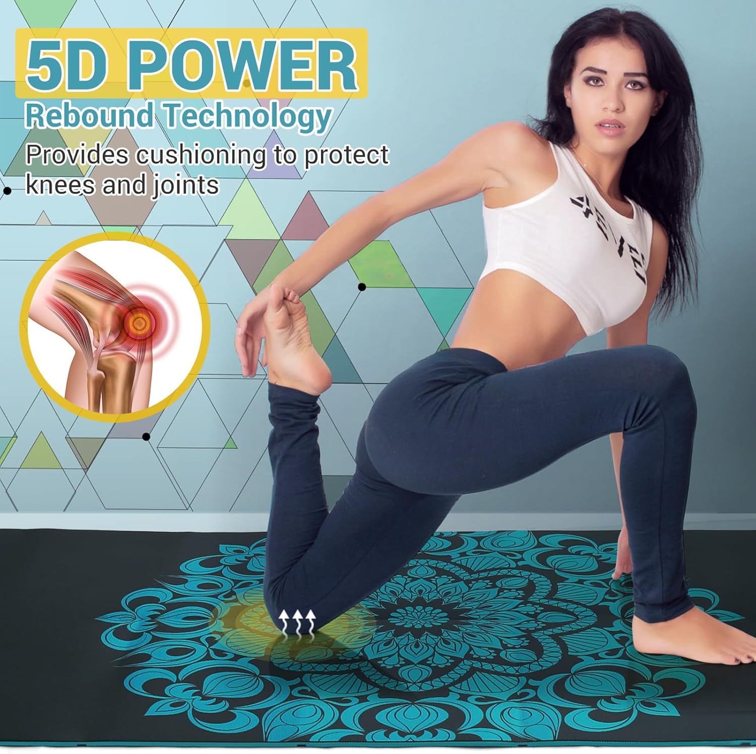 Avoalre Folding Yoga Mat, 72"x 32"x 0.24" Extra Wide Non-Slip Exercise Fitness Yoga Mats, Eco-Friendly High Density 6mm Thick Print Pilates Mat with Carrying Bag for Women Men Home Workout - Image 6