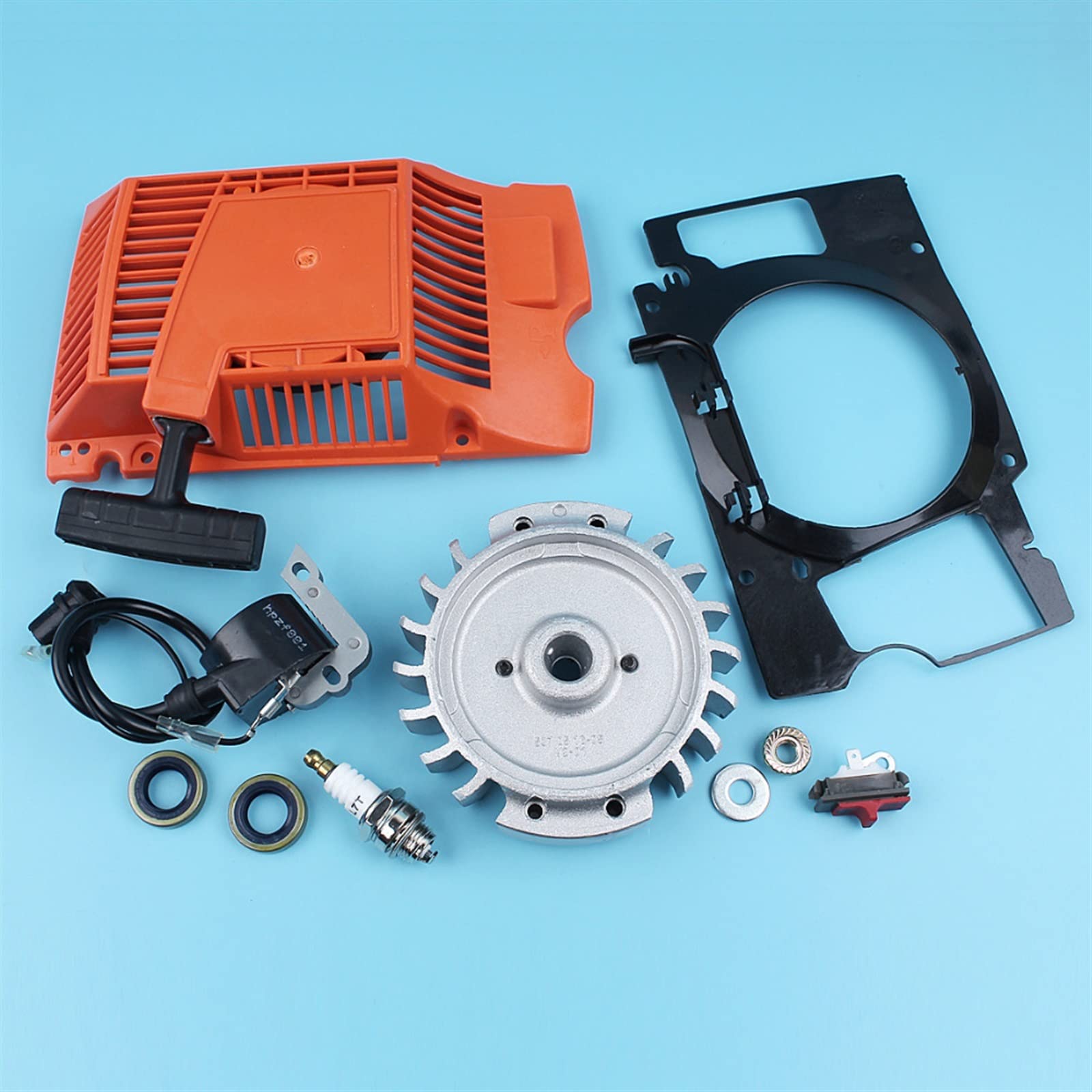 IWBR Interruptor de Bobina de Encendido de Volante de Arranque de Retroceso Apto for Husqvarna 268 272 272XP, Sello de Aceite de Motosierra, Conductor de Aire