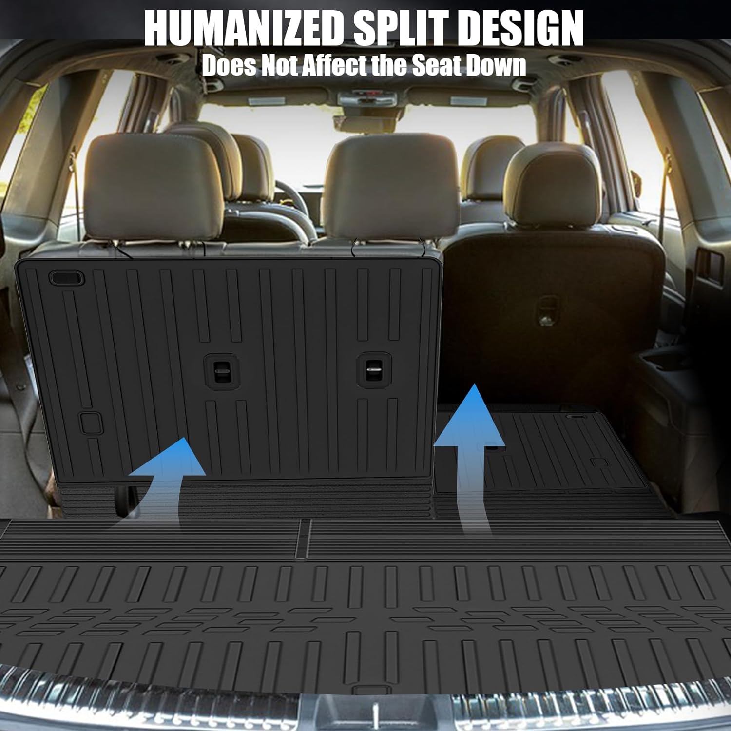 Floor Mats & Cargo Liner with Backrest Mat Fit for 2020-2025 Hyundai Palisade 7/8 Seat (Only Fuel), Trunk Mat with Seat Back Cover and Lower Cargo Mat All Weather TPE for 2024 Palisade Accessories