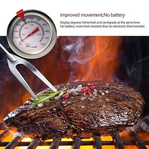 Vista 2 de KT THERMO Termómetro para freír con lectura instantánea, termómetro de dial, termómetro de cocina de carne de acero inoxidable de 6 pulgadas, mejor