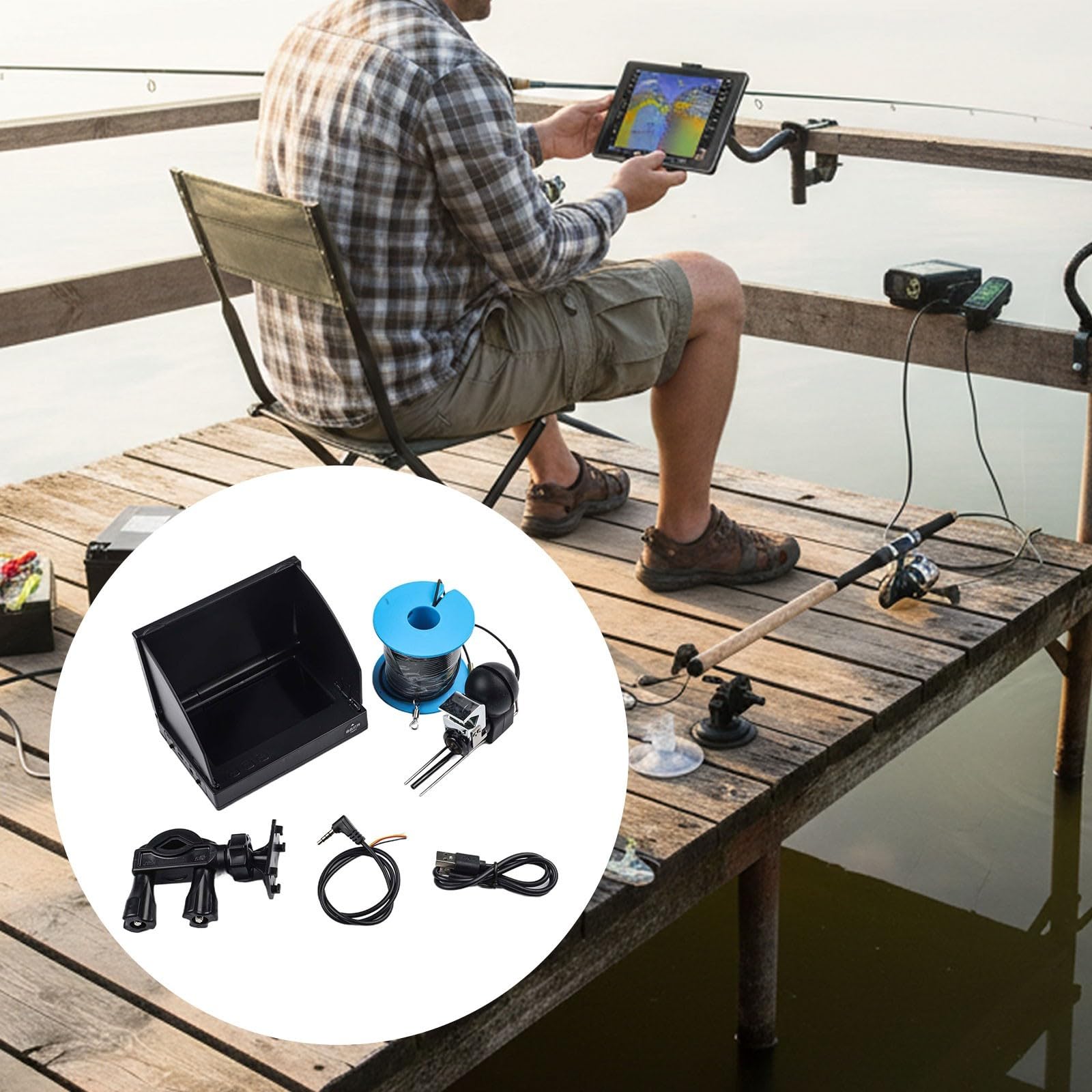 Buscador de peces con pantalla LCD de 4.3 pulgadas de alto brillo 2000NIT 220 grados FOV para uso en agua dulce y salada
