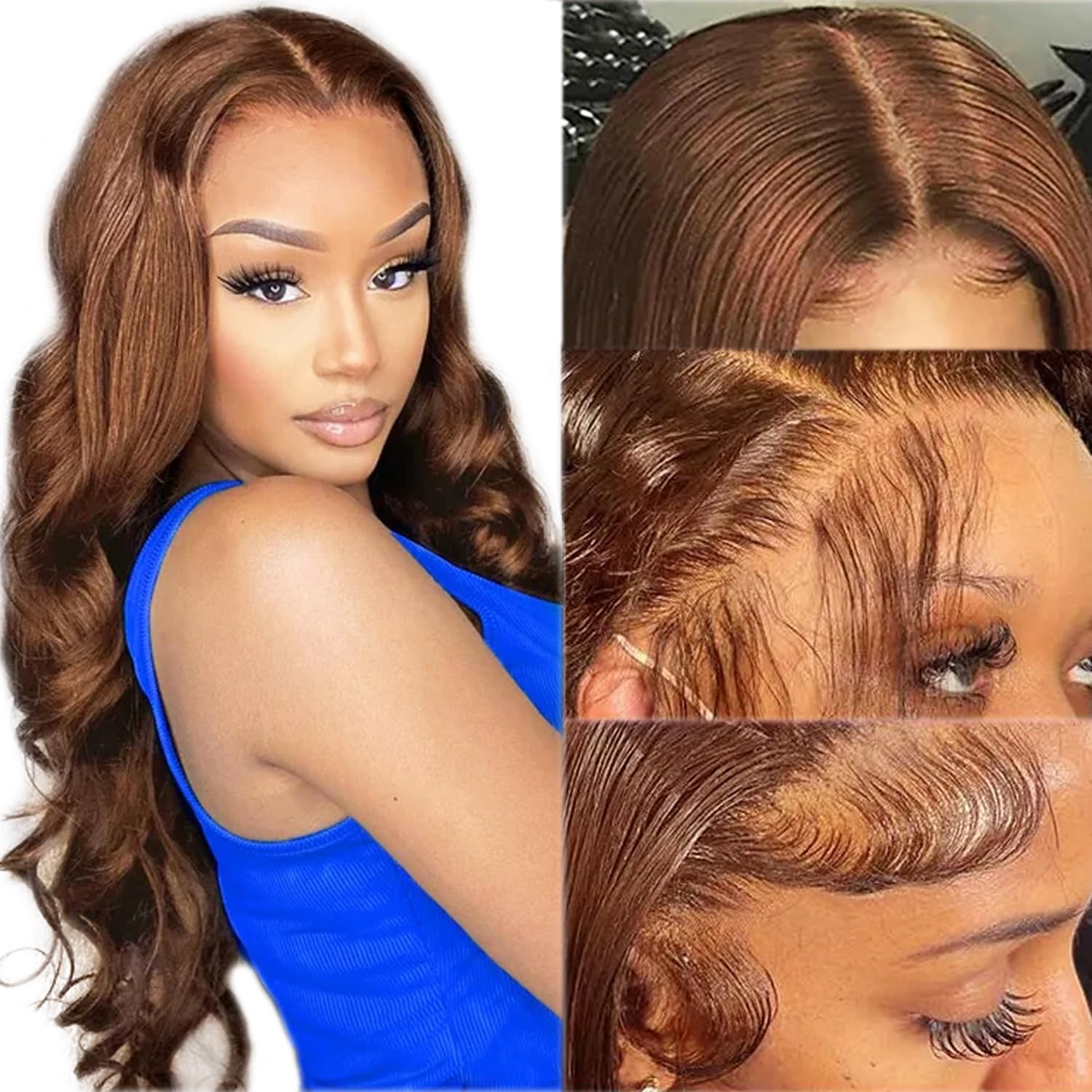 13x6 Lace Front Wig Human Hair 22 Inch Brown Balayage 13x6 HD Lace Frontal Wigs Pre Plucked with Baby Hair Outre Melted Hairline Lace Front Wig Straight Human Hair Wigs Deep Parting Lace Frontal Wig