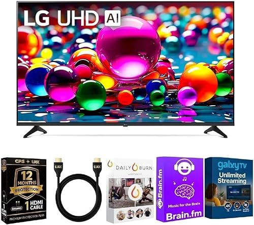 LG TV Smart webOS de la serie UA77 LED AI 4K Clase de 43 pulgadas (modelo 2025) + cable HDMI + 12 meses de garantía CPS + paquete de transmisión -