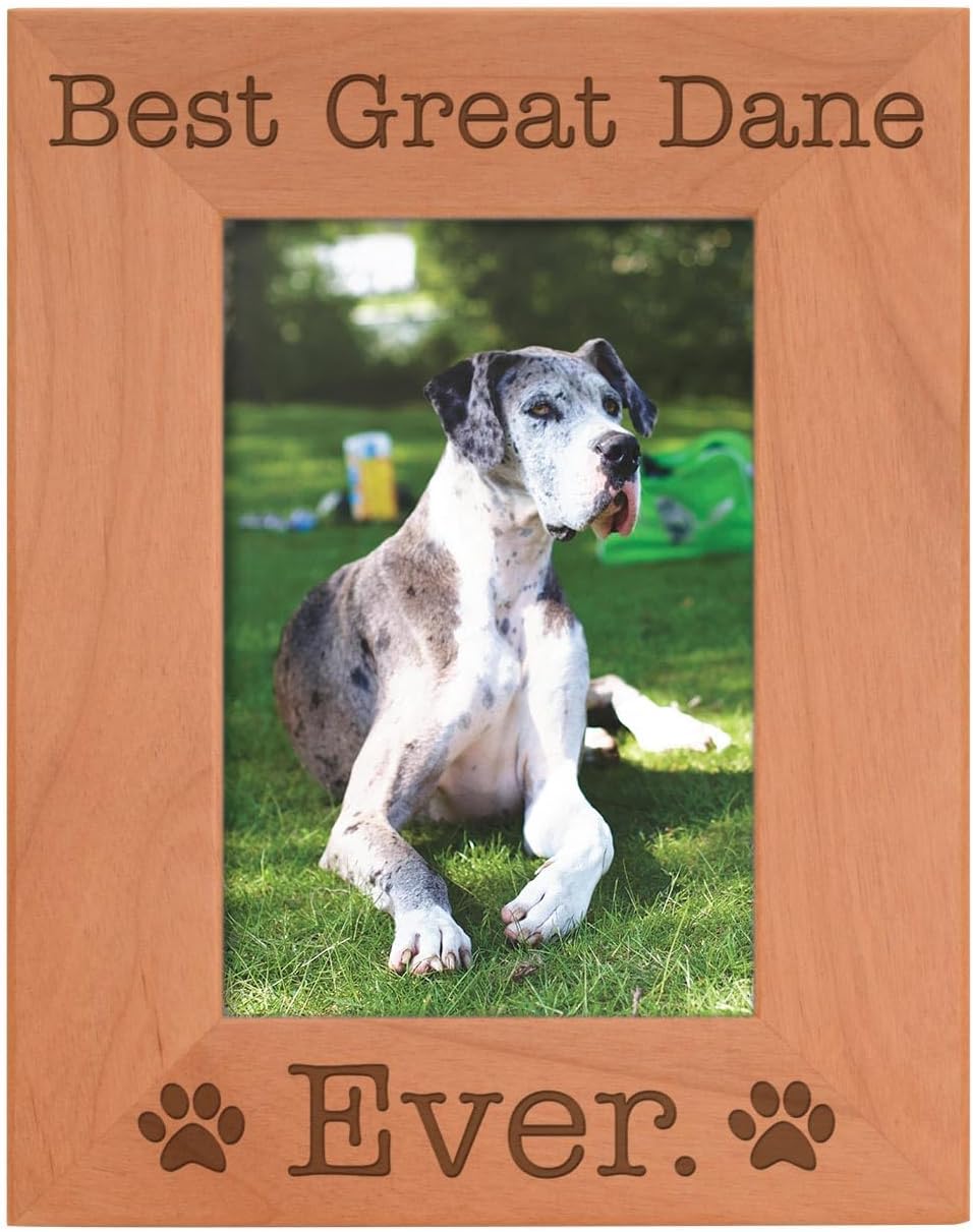 ThisWear Great Dane Frame Best Great Dane Ever Natural Wood Engraved 5x7 Portrait Picture Frame Wood