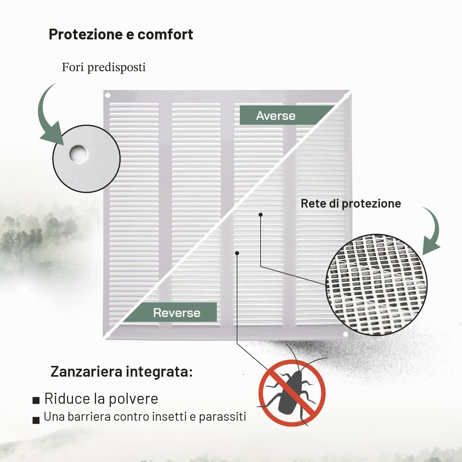 Vent Systems Griglia di ventilazione bianca con zanzariera, 400 x 400 mm Applicazioni impiantistica riscaldamento, raffreddamento e ventilazione Griglia di ventilazione per interno ed esterno