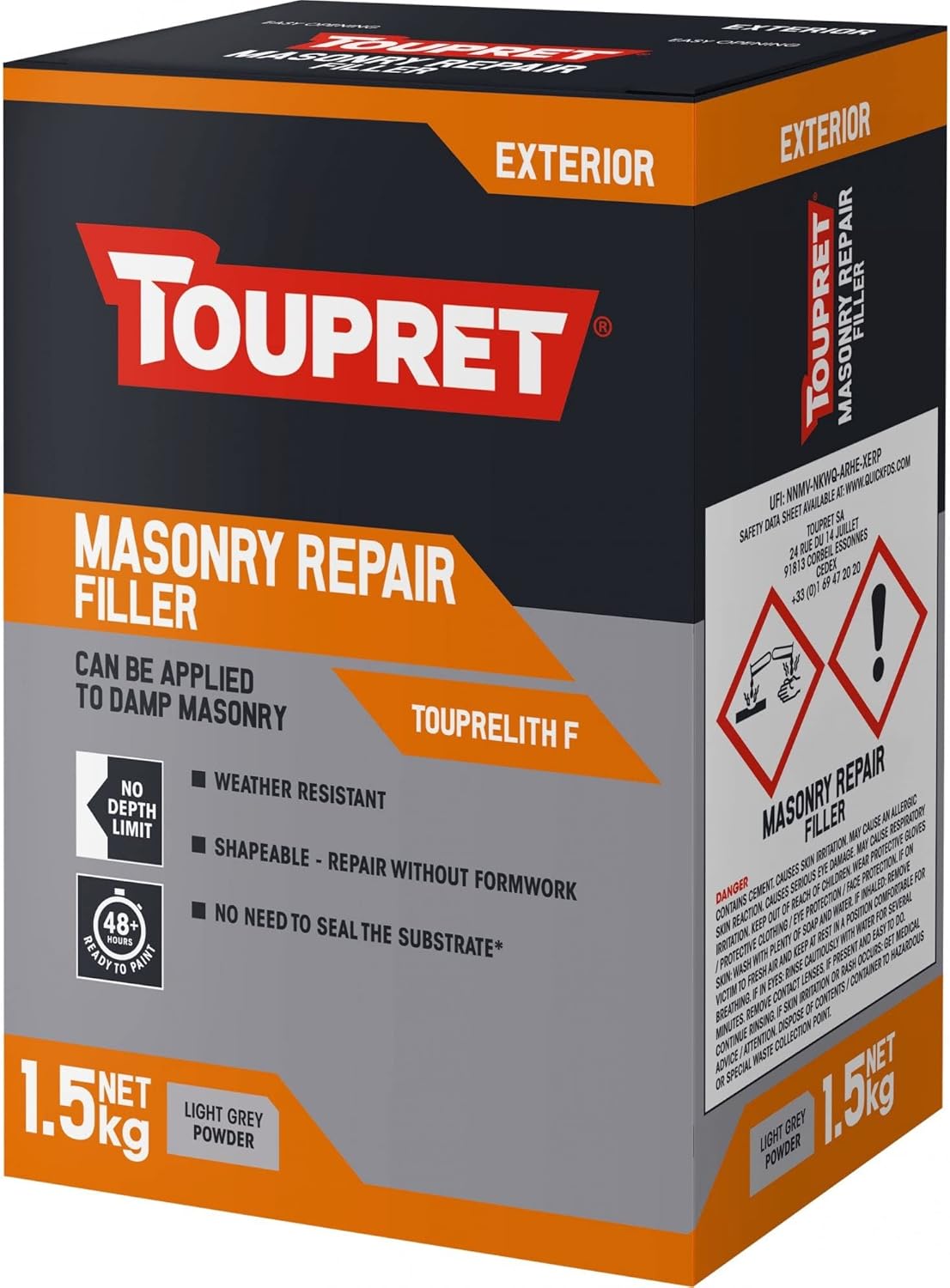 1.5kg Toupret Touprelith Grey Masonry Repair Filler - Shades Colour Centre