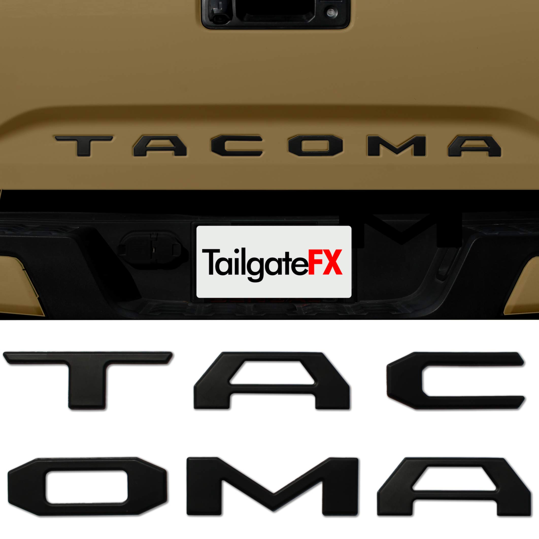 APSG TACOMA 2016-2020 TAILGATE Insert/Emblem Raised Lettering 3D MATTE BLACK