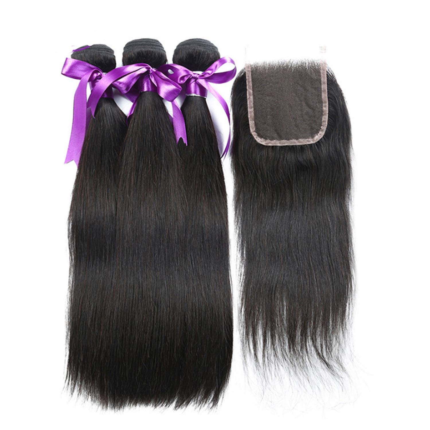 Cheveux raides brésiliens tissage 3 faisceaux closure pour vos coiffures de soirée