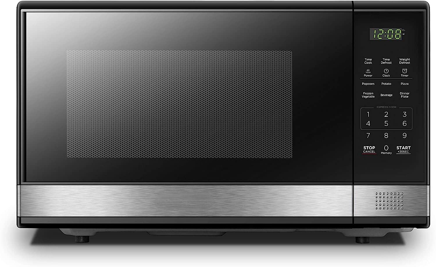 Digital Microwave Oven with Turntable Push-Button Door Child Safety Lock 1000W 1 1cu ft Black Stainless Steel 1