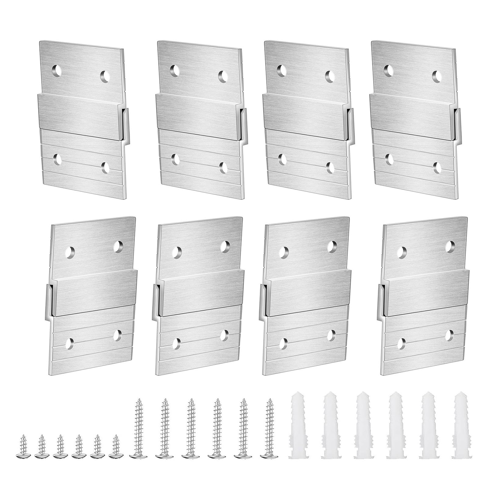 Ganchos de aluminio de taco frances de 8 pares para colgar fotos marcos de arte y paneles de vidrio