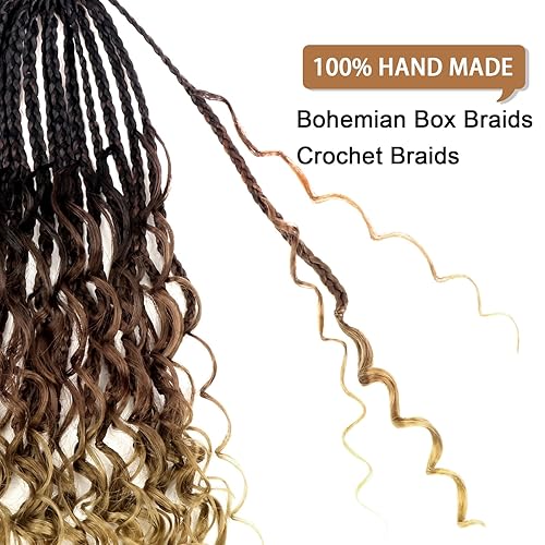 Vista 82 de Goddess Box Braids Crochet Hair With Curly Ends 18 Inch Bohomian Box Braids Crochet Braids 8 Packs 3X Crochet Braids Synthetic Braiding Hair 1B-4-30