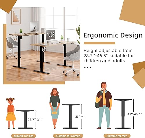 Vista 57 de Meilocar - Escritorio eléctrico de pie ajustable en altura, escritorio para computadora con controlador de memoria, estación de trabajo de oficina