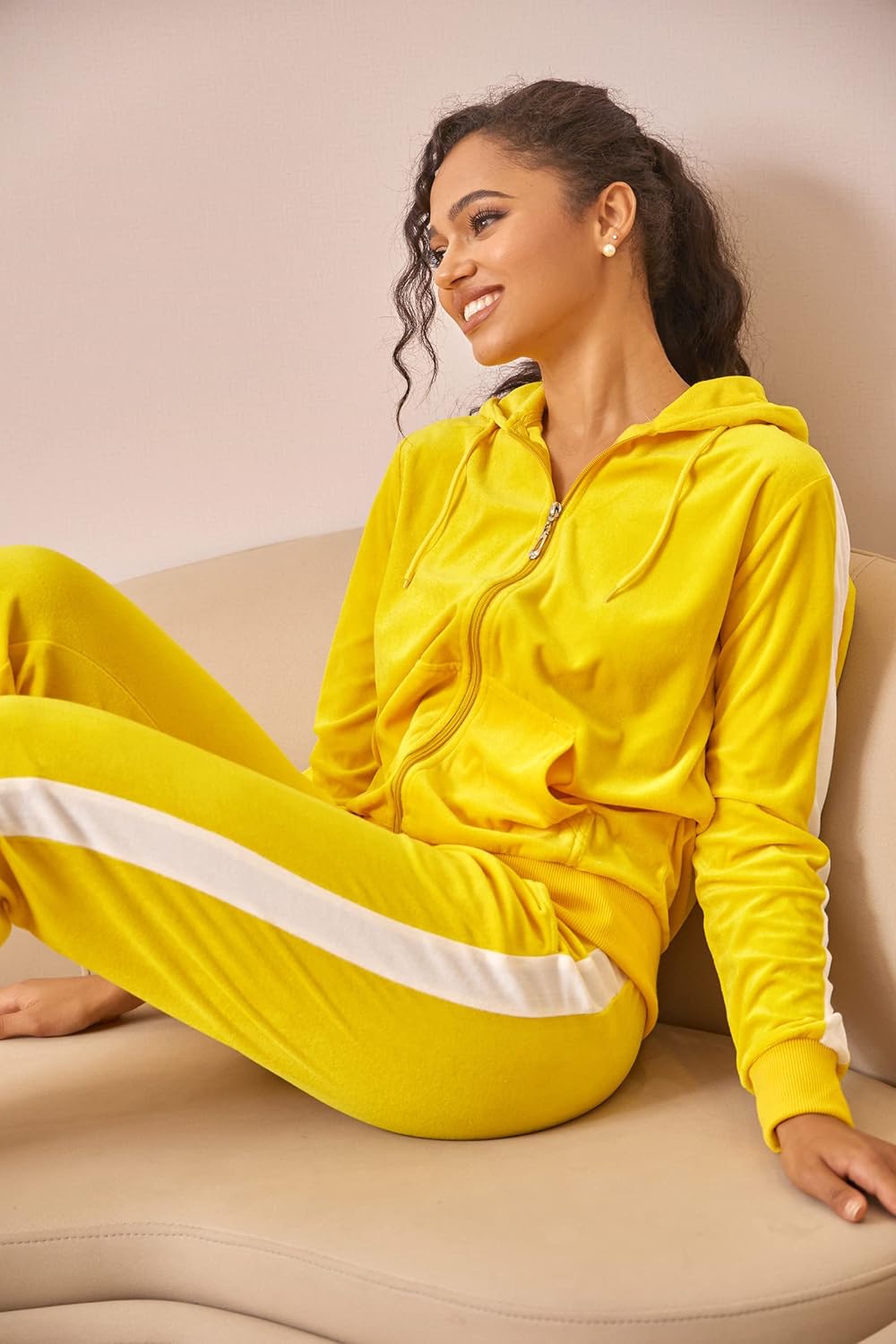 Yasumond Velour Tracksuit Womens 2 Pieces Joggers Outfits Jogging Sweatsuits Set Soft Sports Sweat Suits Pants - Image 2