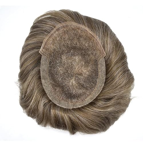 Vista 100 de Mens Toupee Hair Piece Human Hair Replacement System For Men Soft French Lace Men Hair System Hairpieces For Men Toupee For Men Protesis Capilar