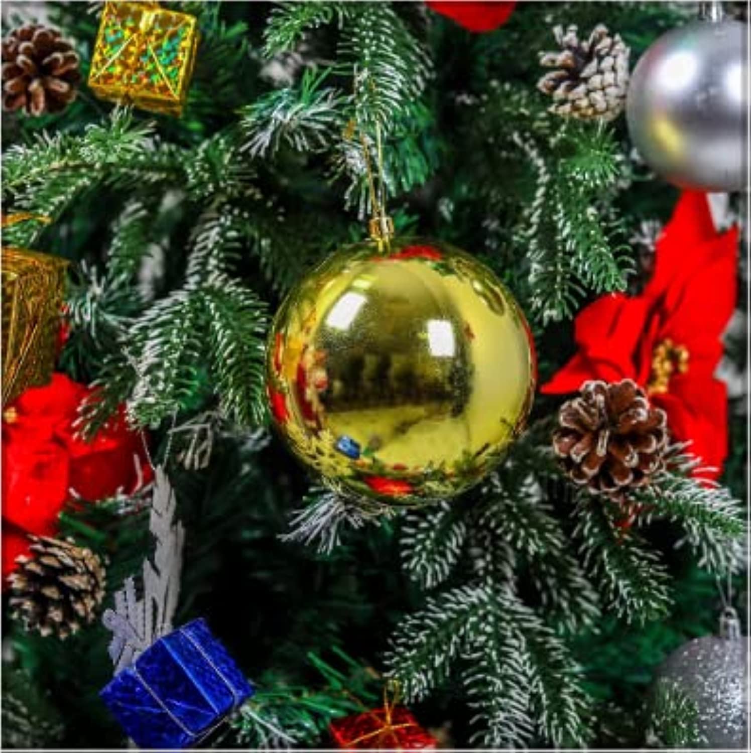 YataiPack Of 4 Festival Baubles Holiday Tree Decoration Ball Ornaments Shatterproof Balls For Festival Hanging Seasonal Decor Festival Holiday Decoration - Shiny, Matte, Glitter Baubles (Gold)