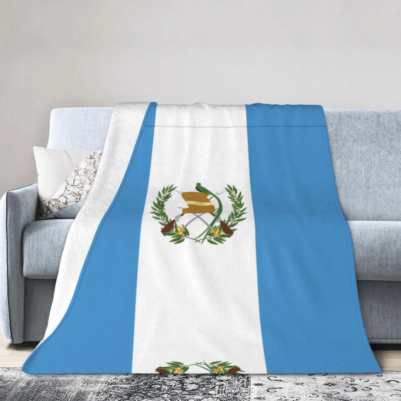 Flag of Guatemala 60"x50" Fleece Blanket, Full Size, Super Soft, Suitable for Bed, Sofa, Camping, All Seasons