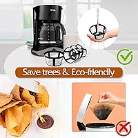 Vista 5 de Filtros de café reutilizables, 4 paquetes, 8-12 tazas, filtro de café para cesta permanente, reutilizable para Mr. Coffee, cafetera Black & Decker