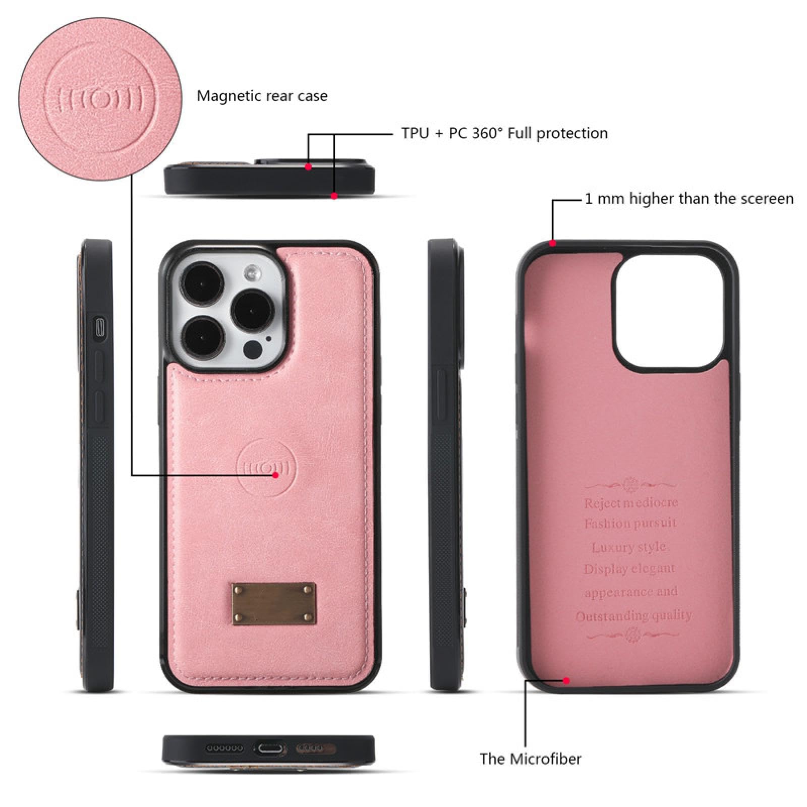 Für iPhone SE 2020 (2022) Magnetische Leder-Geldbörse mit Reißverschluss und Kartenhalter, Handschlaufe, Klapphülle (Für iPhone SE 2020 (2022)/Dunkelbraun)