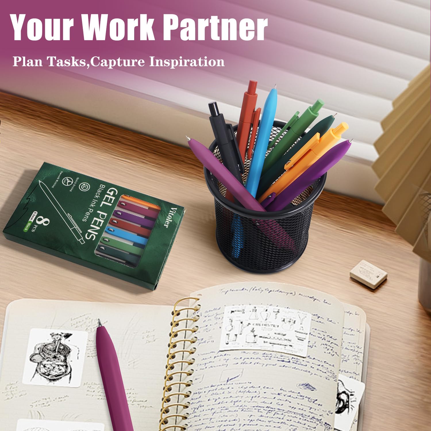 Vitoler Gel Pens 0 5 mm Black Ink Pens 8 pcs Smooth Writing Pens for Bible Retractable Quick — view 6