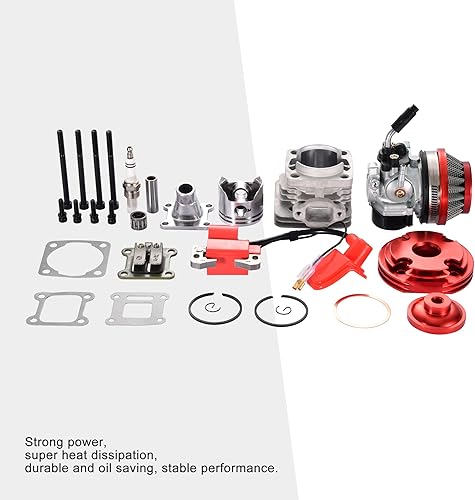 Miniatura 4 de GOOFIT Juego de bobinas de encendido con filtro de aire de carburador cilíndrico de 1.732 in, calibre grande, 53 cc, 54 cc, kit superior de pistón