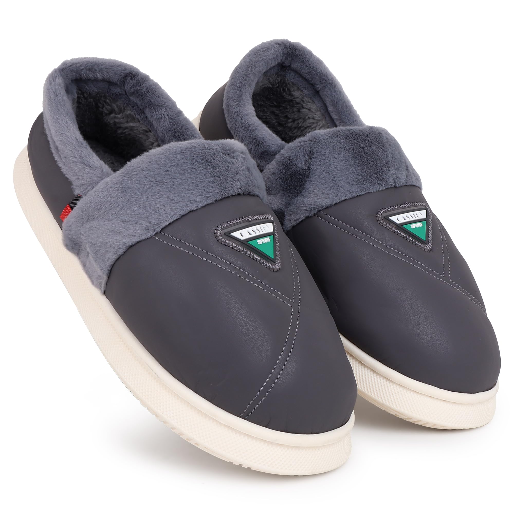 CASSIEY Comfortable Indoor/Outdoor Winter Snow Boot |Mens Slip on Fur Shoes- Grey (B0DH2Q3P34) Amazon Price History, Amazon Price Tracker