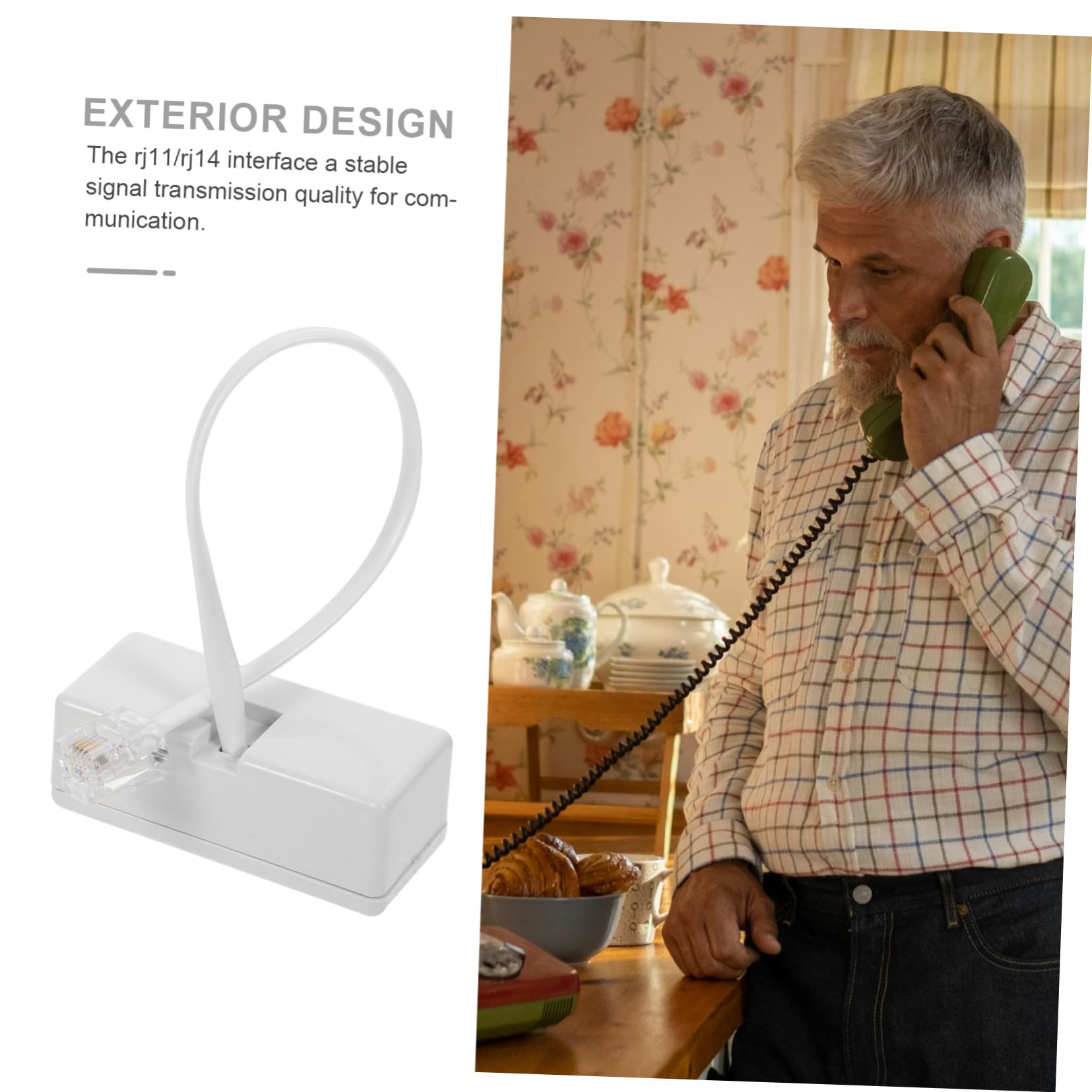 OSALADI 2Pcs PC Telephone Line Splitter Adapters Telephone Converter for Landline Dual Output Phone Jack Adapters