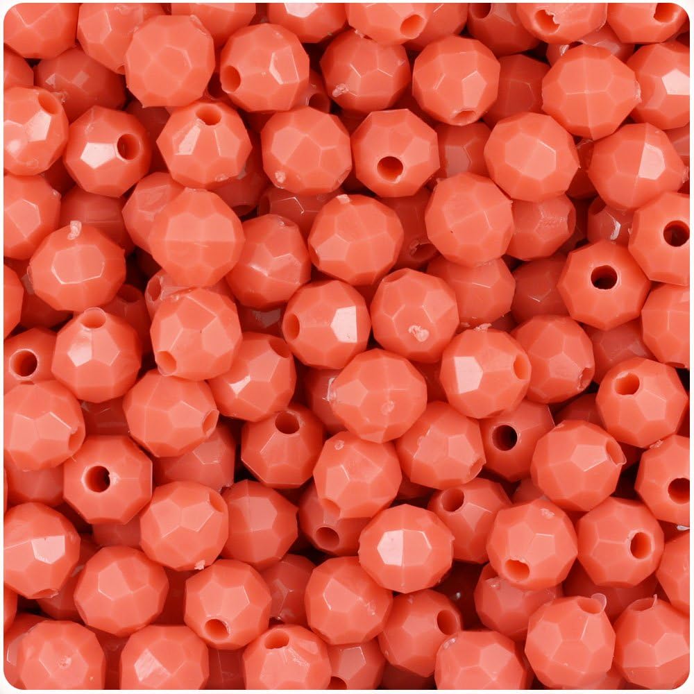 BeadTin Coral Opaque 8mm Faceted Round Craft Beads (450pcs)