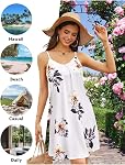 ULTRANICE 2026 Printemps Été Plage Robes de vacances Casual V Col Spaghetti Poignées de swing floral Mini Robe de soleil pour femme