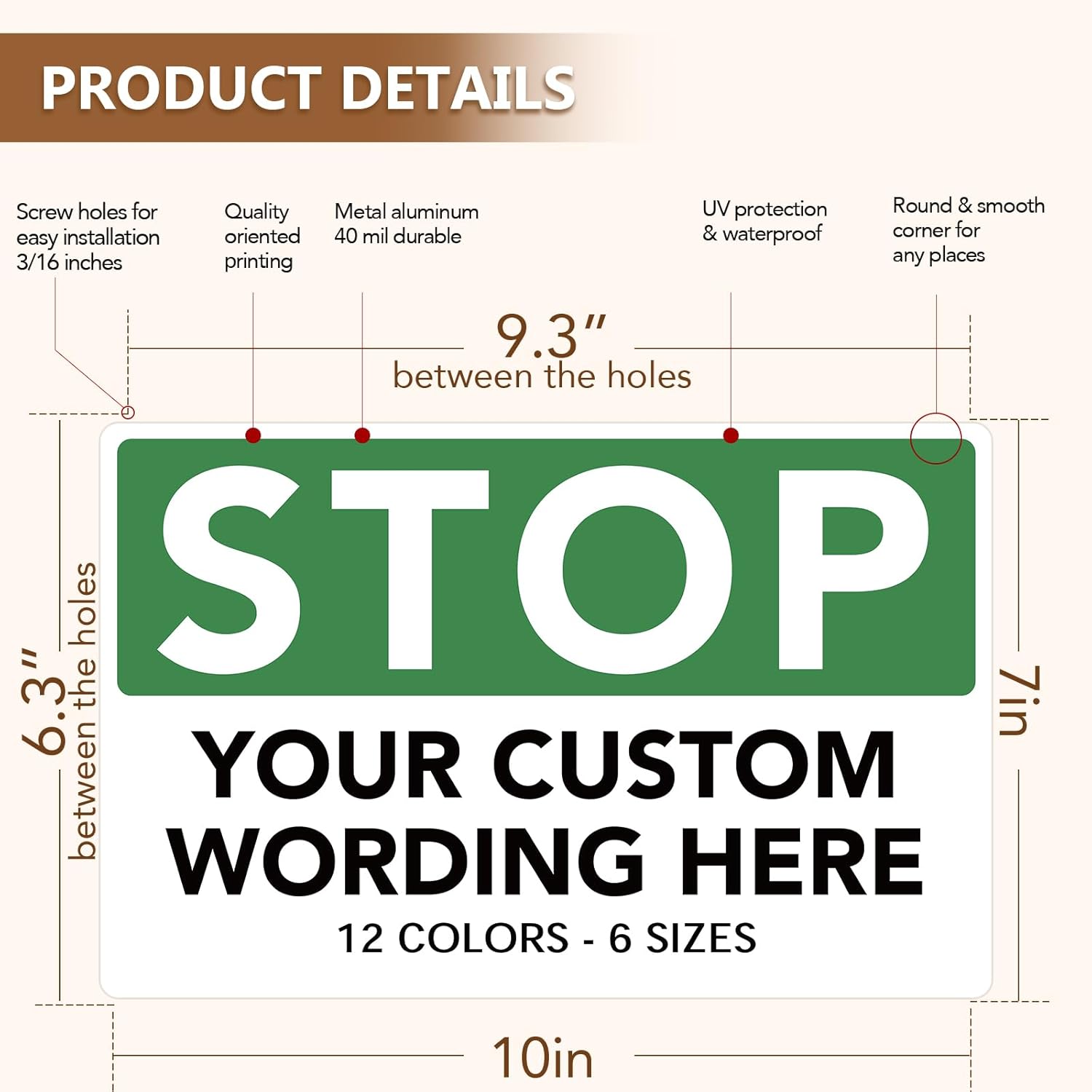 Custom Stop Sign 12 Colors, Personalized Large Metal Sign,''Stop Parking Here'' Industrial Graded Sticky Tape Free Style Definitely Readable Indoor/Outdoor 15 x 10 inch