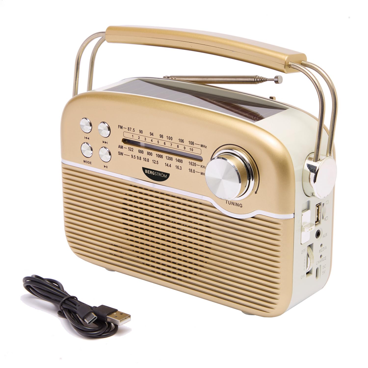 3 PAGEN® tragbares Solar Radio Retro Design – Solar- & Akkubetrieb FM/AM/SW – Bluetooth, USB & Micro-SD – kabellos, kompakt & flexibel - wiederaufladbar