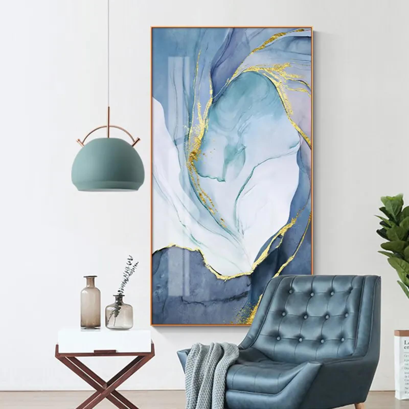 DHHXY Canvas Pictures for Wall Abstract Light Blue Art Paintings on Canvas Modern Pictures for Living Room Bedroom Home Wall Decorative 80x160cmNo Frame