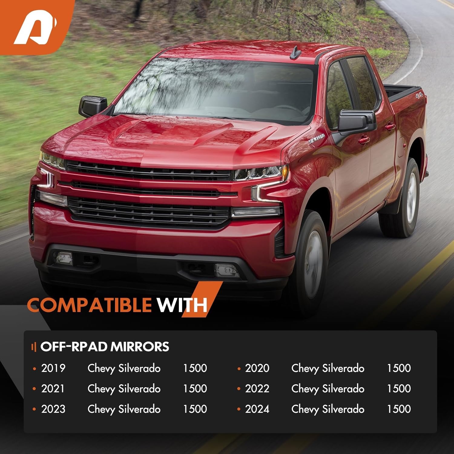 Left Driver Side Mirror Compatible with 2019-2024 Chevy Silverado 1500 Electric Glass Heated Manual Folding Without Turn Signal 5Pins #GM1320583