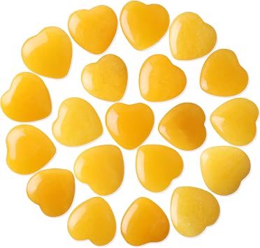 10pcs Natural 0.8 inch20 mm Crystal Yellow Aventurine Heart Topaz Stones | Polished Cute Mini Palm Chakra Gemstones Reiki Energy Balancing Stone for Meditation Birthday Gift