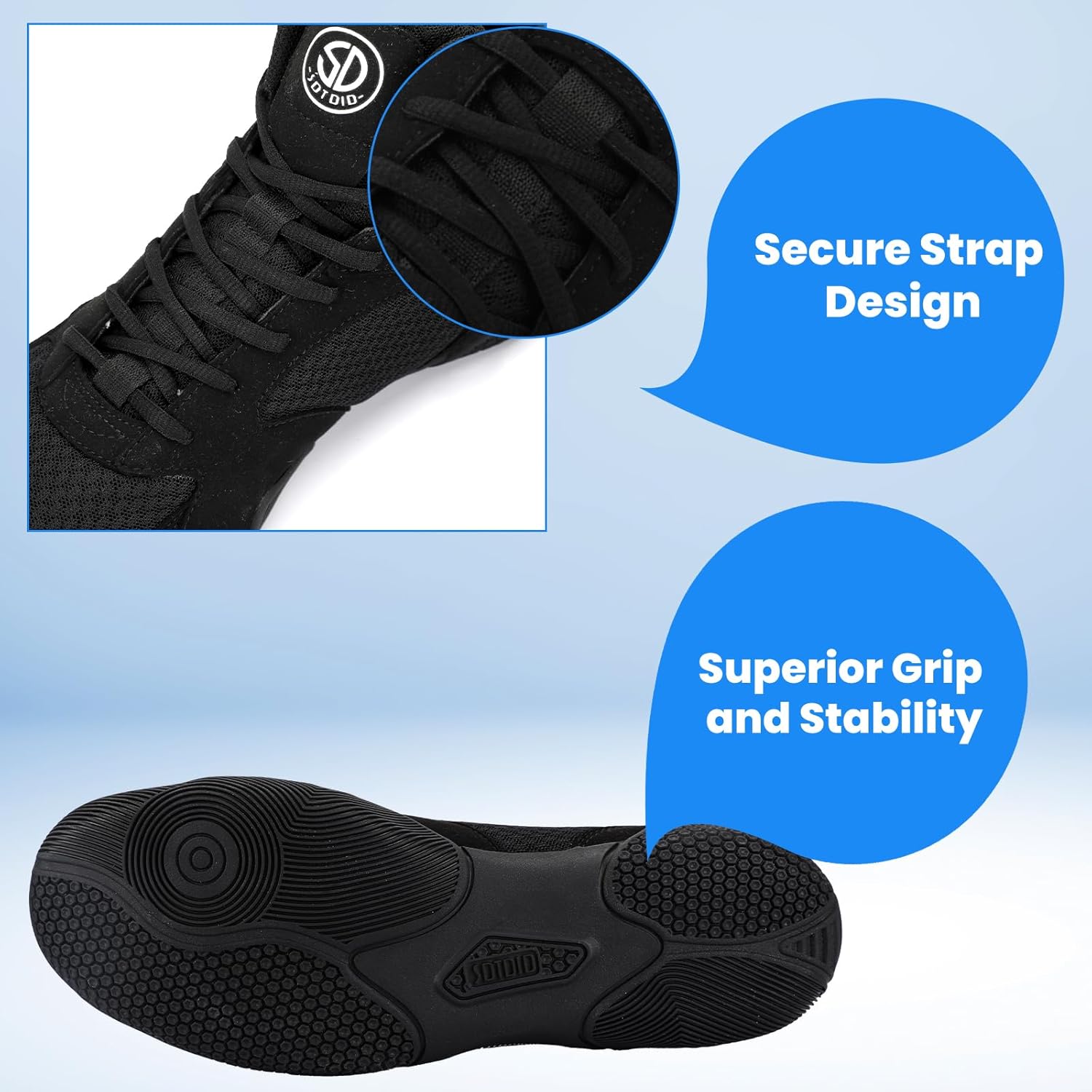 Men's Wrestling Shoes with Lightweight,Sdtdid Boxing Shoes Made of Micro Suede for Gym,Powerlifting,Bodybuilding,Training Etc. - Image 4