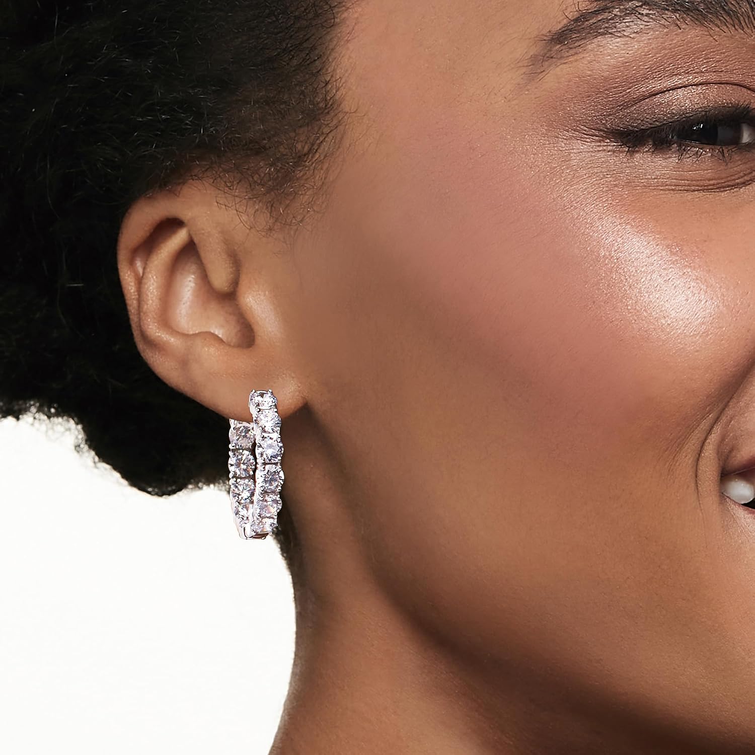 Ross-Simons 10.00 ct. t.w. CZ Inside-Outside Hoop Earrings in Sterling Silver
