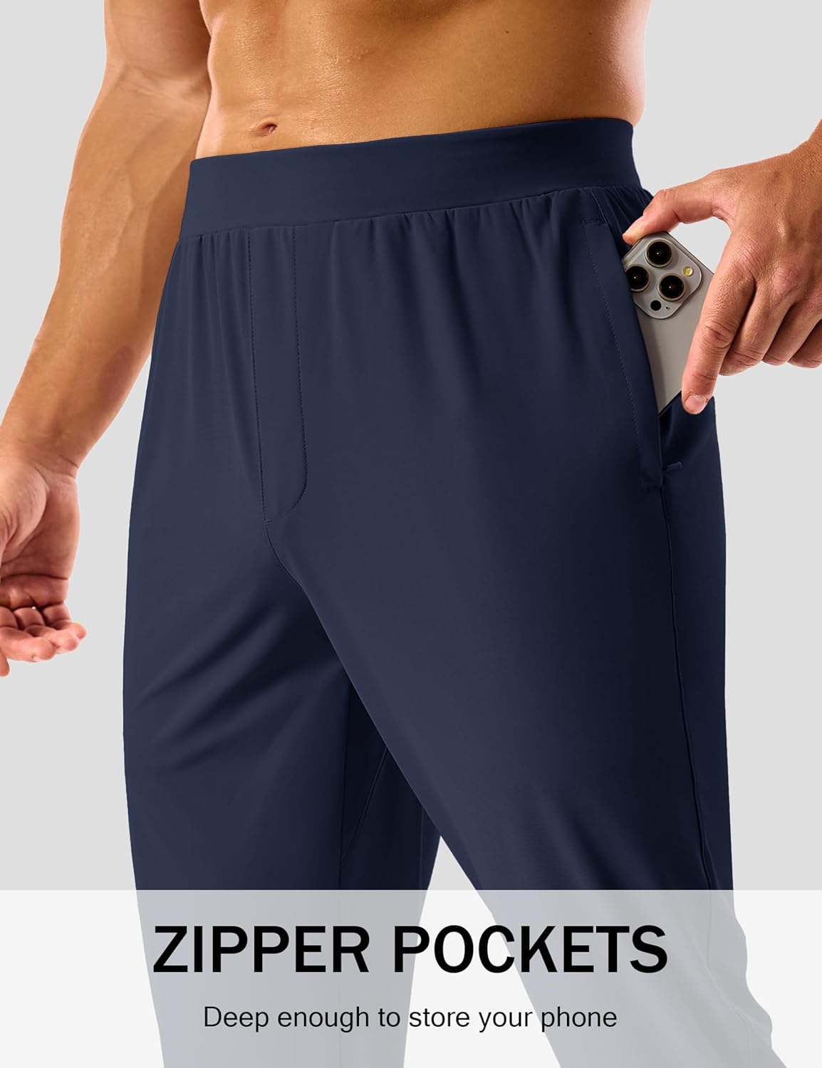 MAGCOMSEN Men's Golf Pants Stretch Joggers with Zipper Pockets Work Casual Slack for Men - Image 3