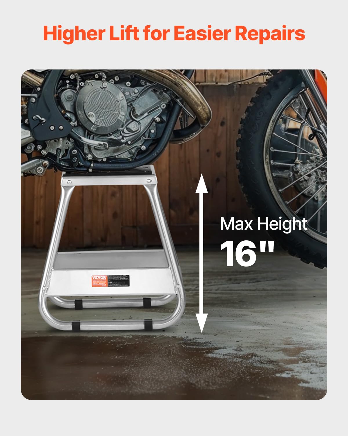 VEVOR Support Moto Tout-Terrain avec Capacité de Charge de 499 kg, Tabouret Lève-Moto Universel et Antidérapant, Stand de Motocross en Acier Robuste, pour Entretien Sports Motorisés Atelier Garage